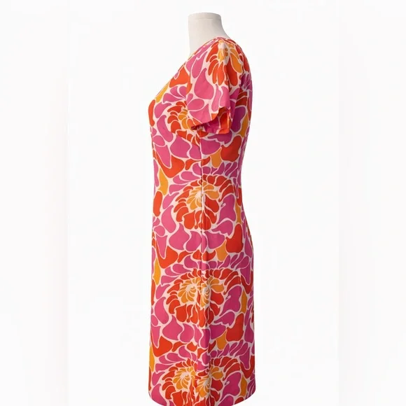 Banana Republic Pink Orange Mod Floral Shift Dress Size 4 - Picture 3 of 4